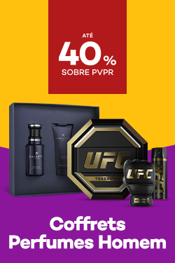 Coffrets Perfumes de Homem com destaque promocional de 40% sobre pre&ccedil;o de Venda ao P&uacute;blico Recomendado